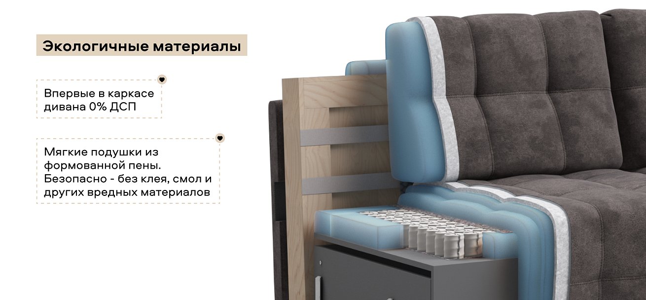 Диван Босс ХО велюр Алькантара серый / Камень