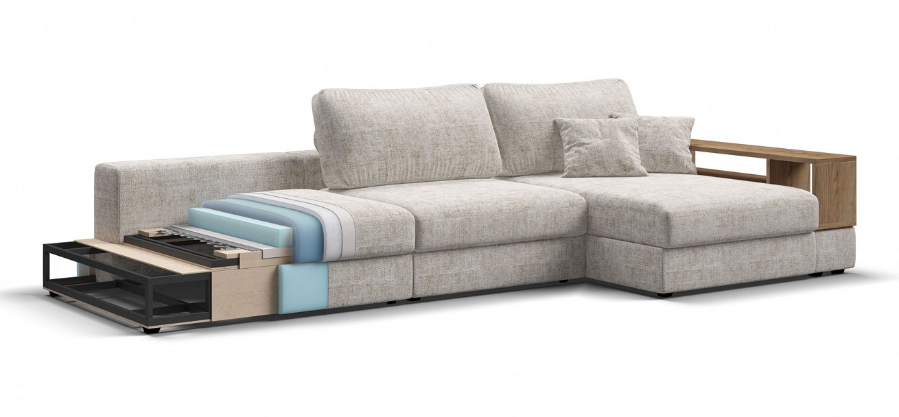 П-образный диван-кровать Босс Модуль Шенилл Смарт кварц