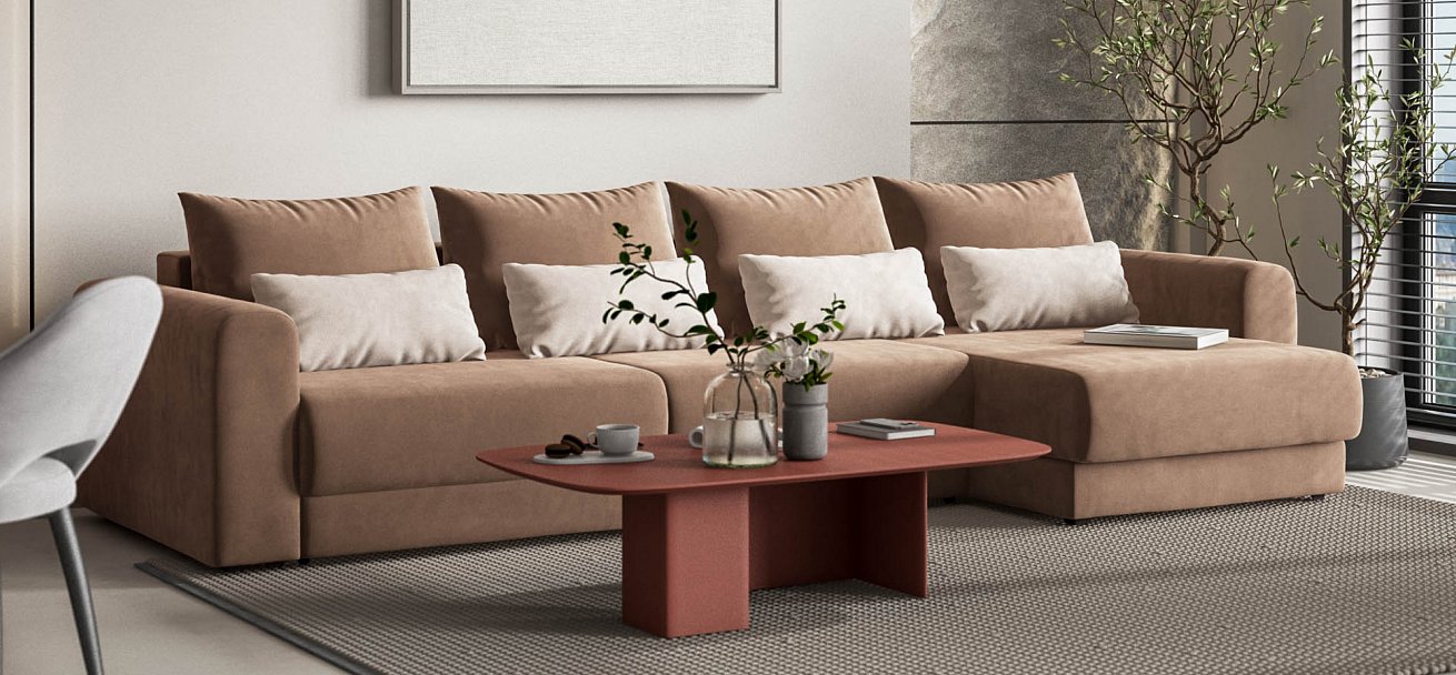 Модульный угловой диван Ричмонд Модуль Макс велюр Монолит мокко