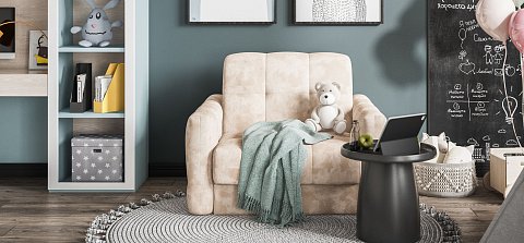 Босс Слип кресло-кровать велюр Алькантара пепел 2