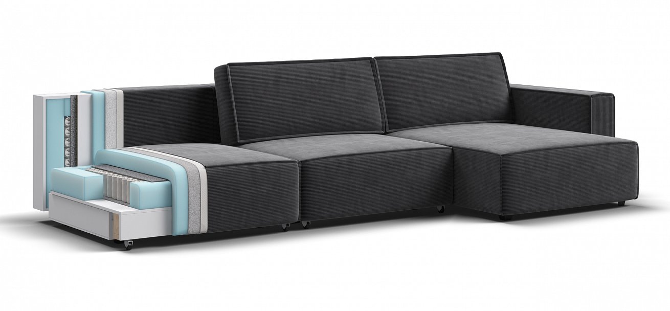 Угловой диван Босс Софт Модуль Макс Вельвет Корд графит