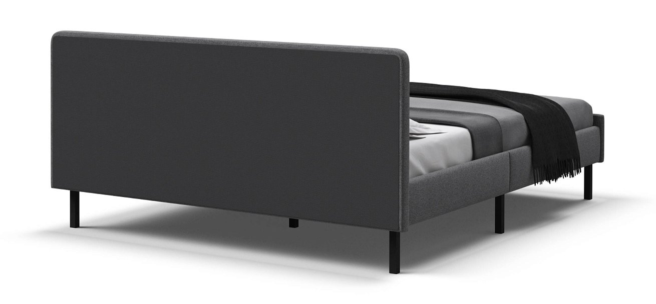 Уна Кровать 160*200Рогожка Мальмо серый, Чёрный