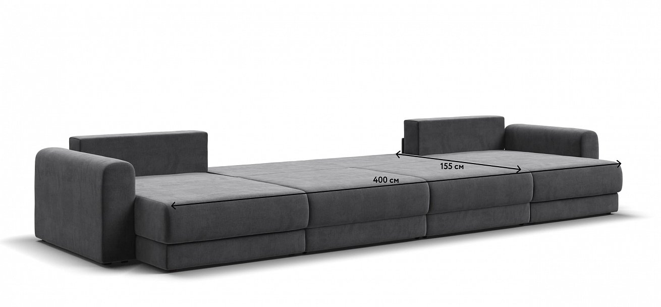 Модульный п-образный диван Ричмонд Модуль велюр Монолит серый