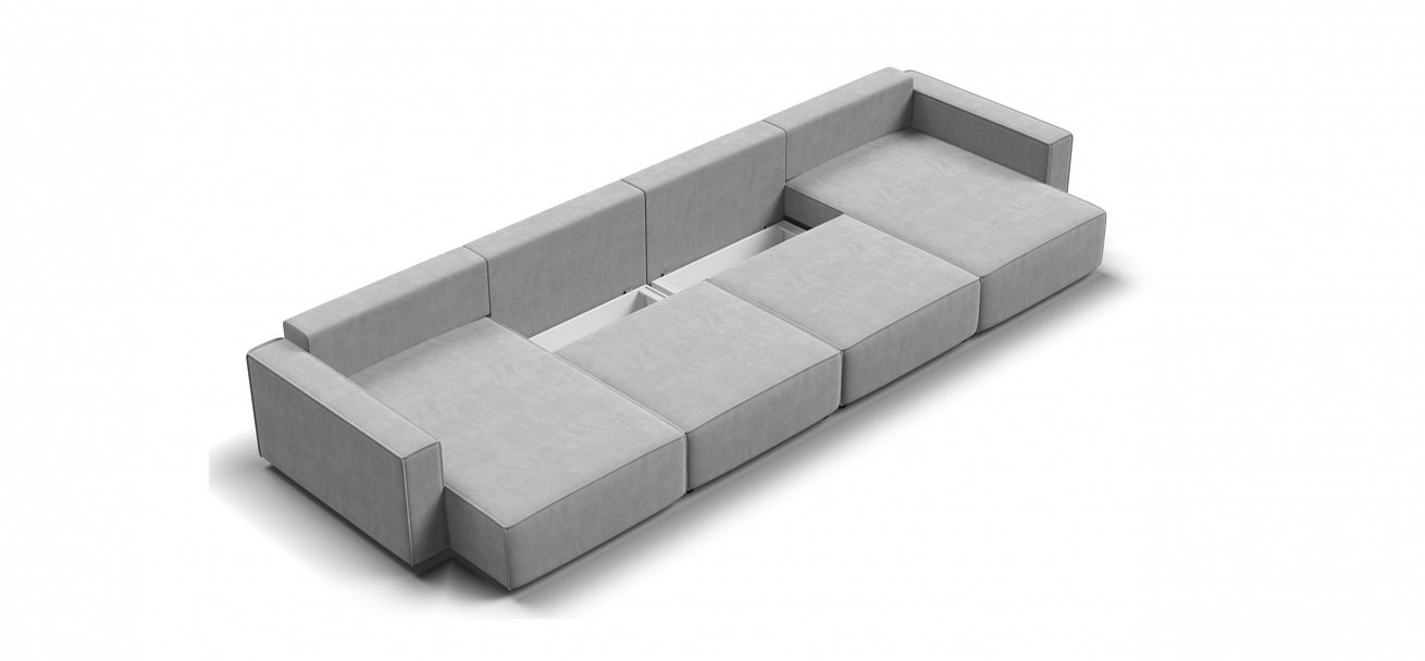 П-образный диван Босс Софт Модуль велюр Монолит сталь