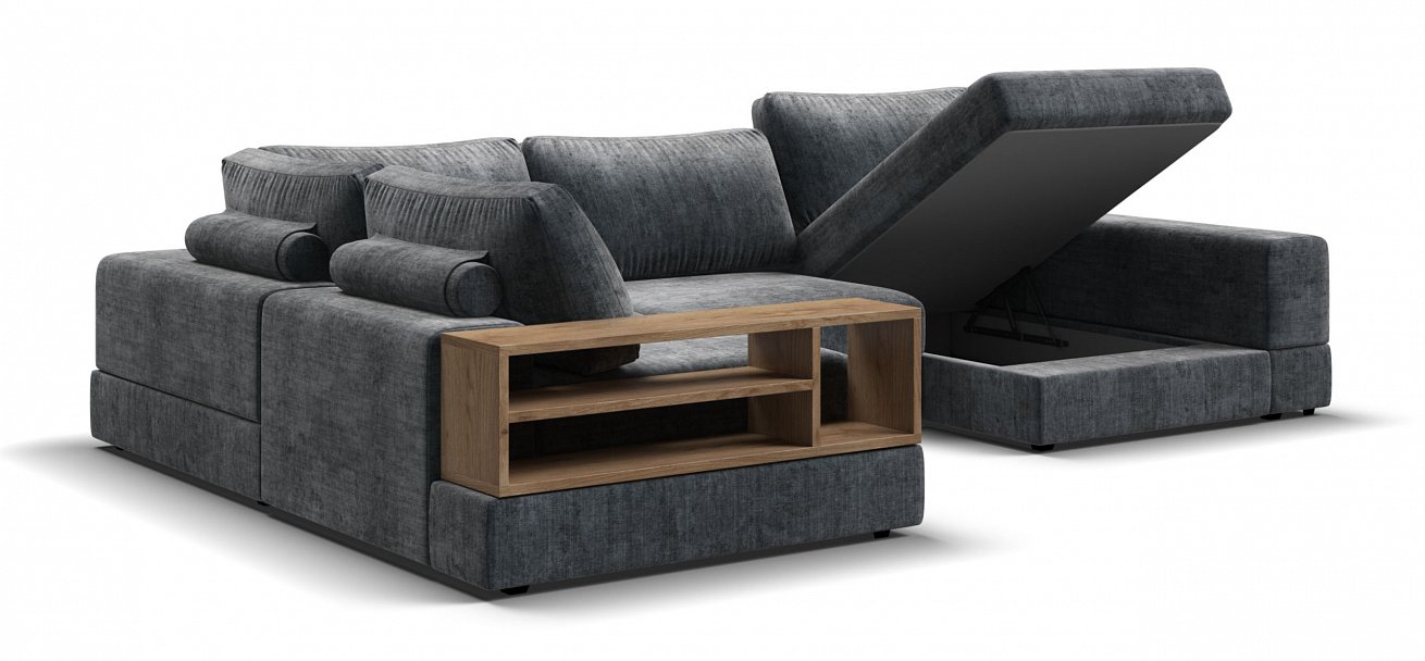 П-образный диван-кровать Босс Модуль Шенилл Глосс карбон