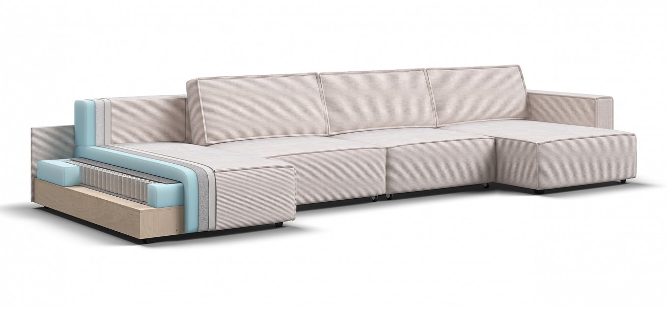 П-образный диван Босс Софт Модуль Вельвет Корд бежевый