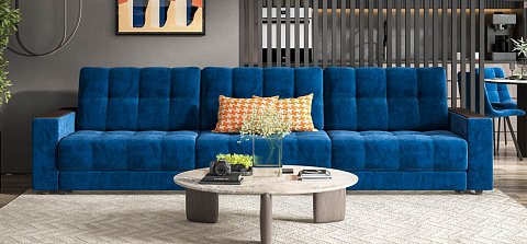 Диван Босс Гранд велюр Монолит синий 2