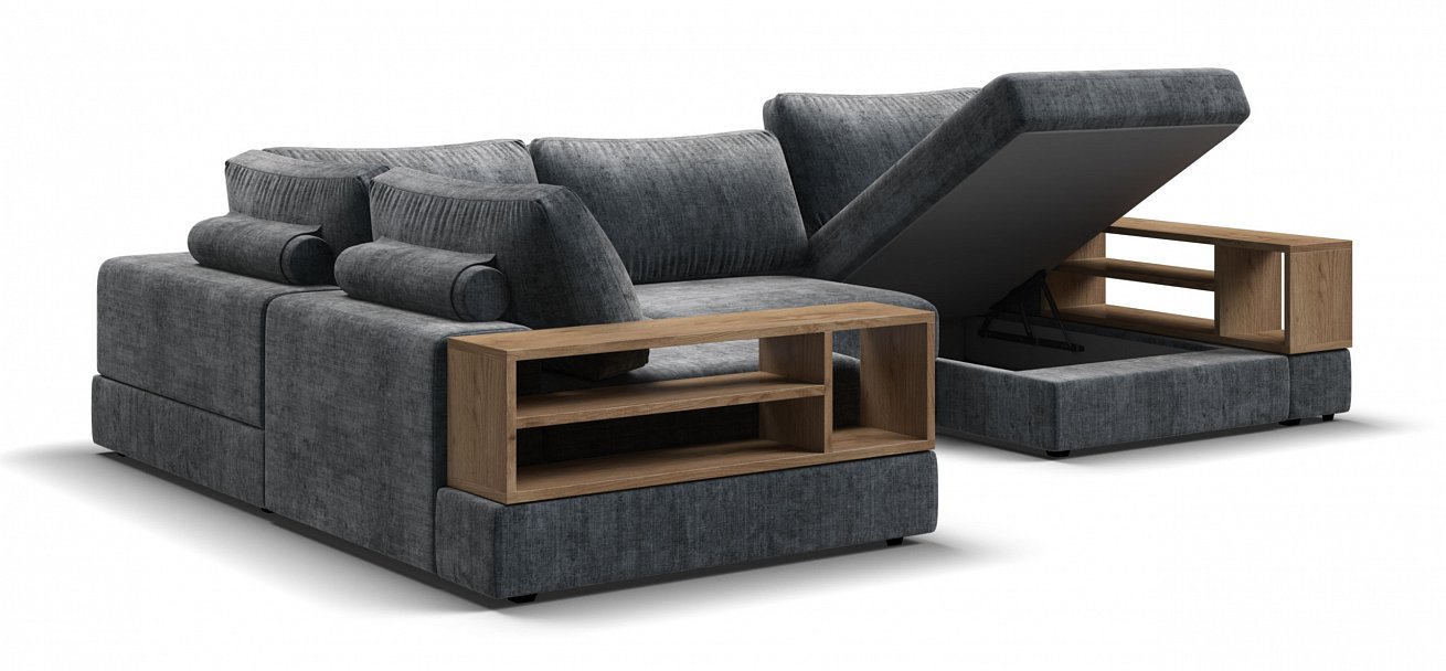 П-образный диван-кровать Босс Модуль Шенилл Глосс карбон