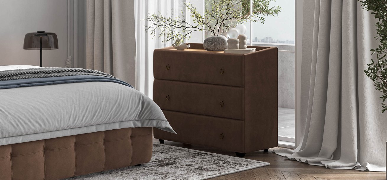 Комод Босс Классик велюр Монолит мокко, Орех селект