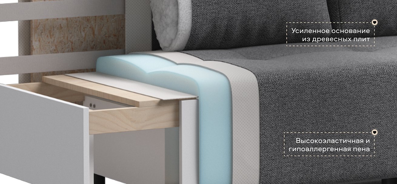 Диван Бостон Мини Рогожка Мальмо серый