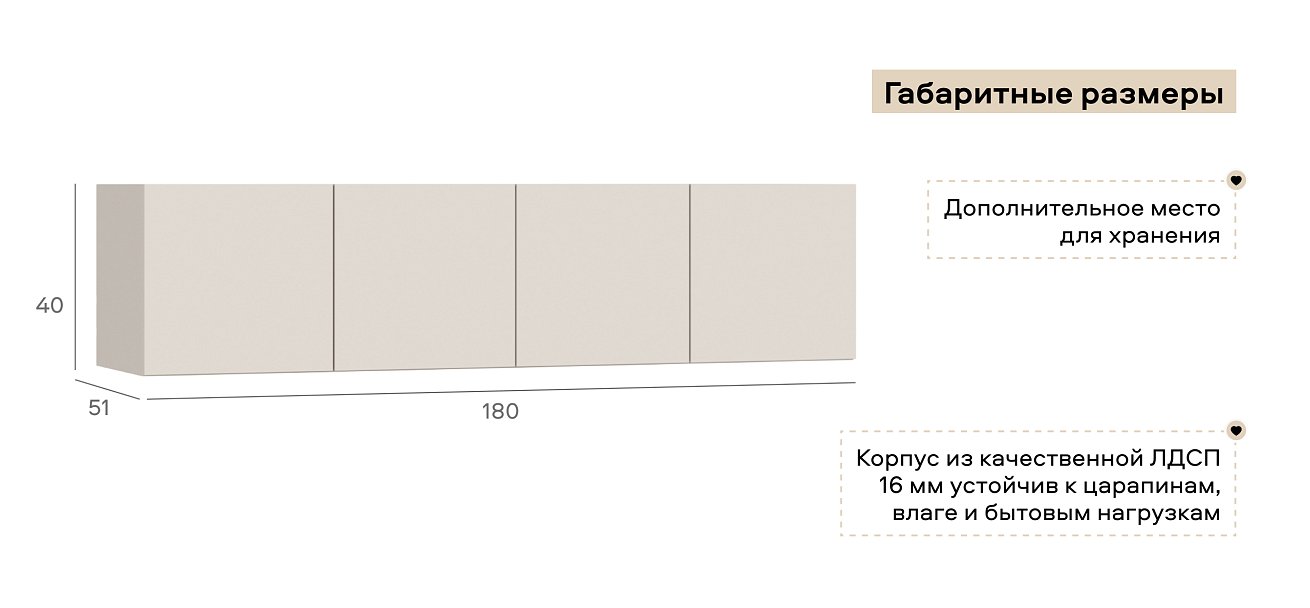 Антресоль 180 4Д Кашемир