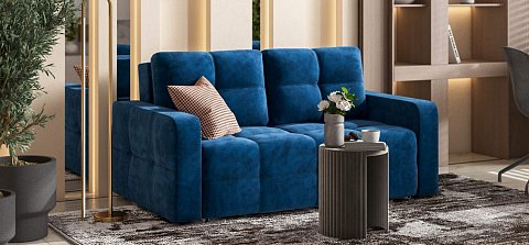 Диван Денди двухместный велюр Монолит синий 2
