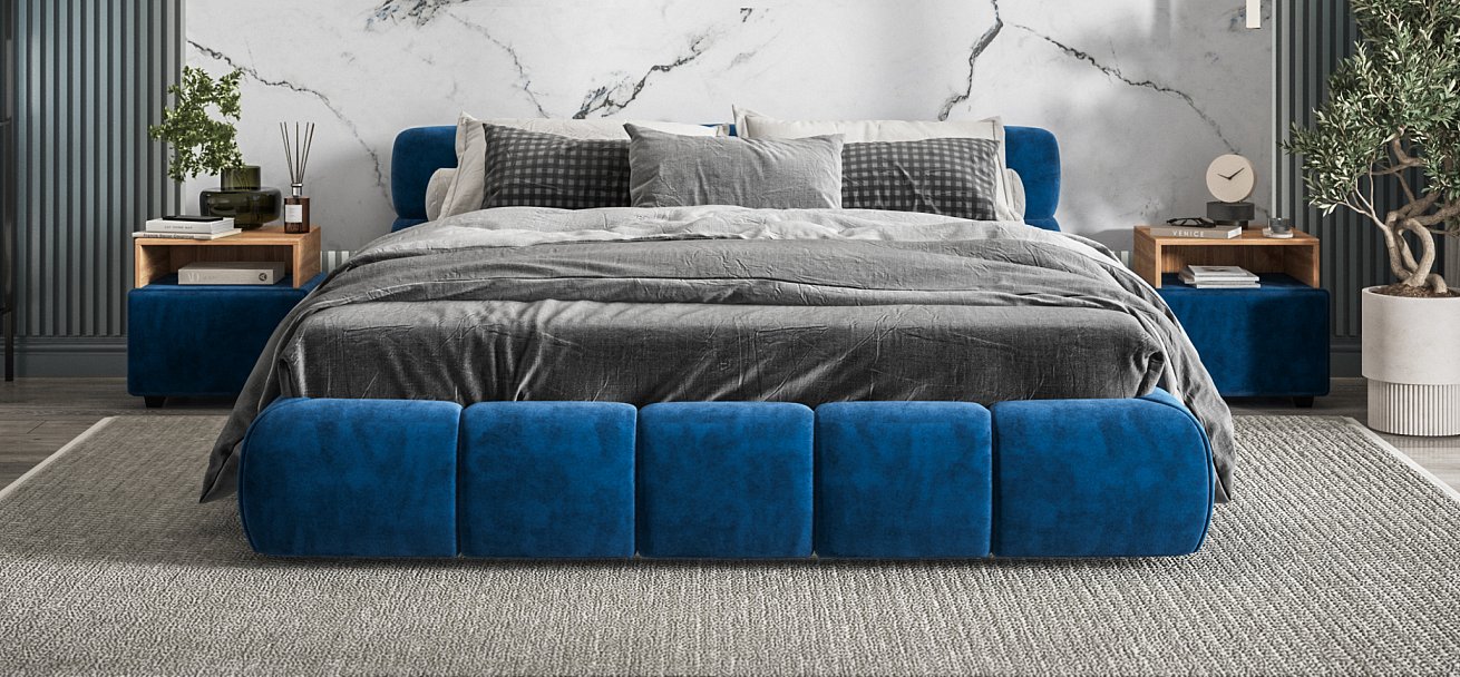 Тумба Босс велюр Монолит синий, Орех селект