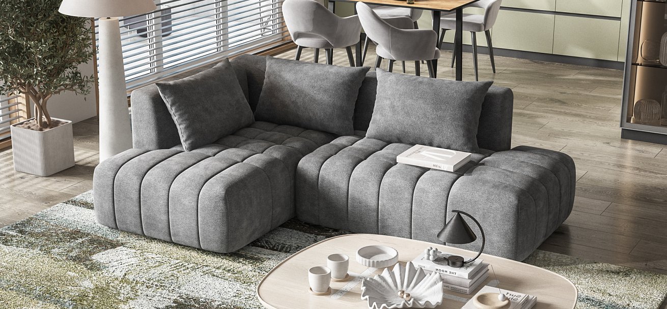 Угловой диван левый Босс Твин Шенилл Клауд графит