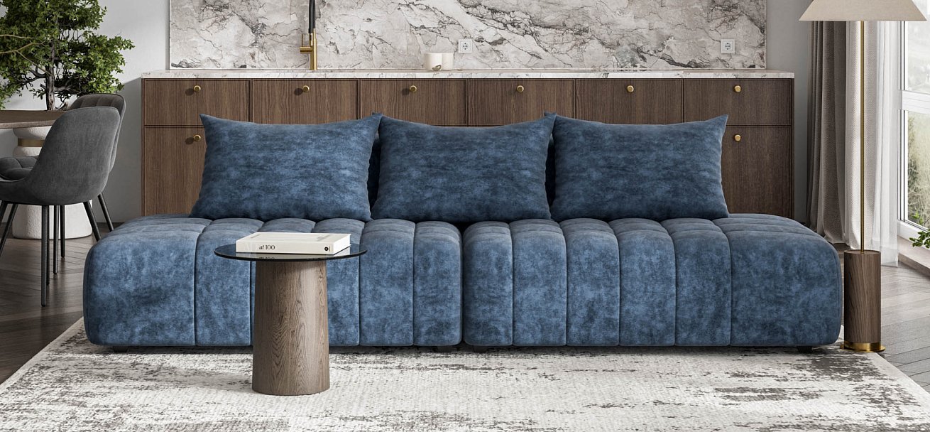 Диван Босс Твин прямой Велюр Роял синий