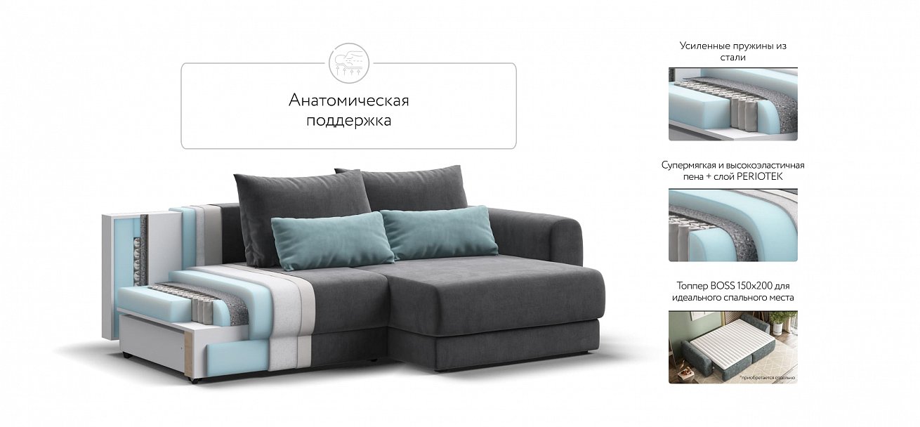 Модульный угловой диван Ричмонд Модуль велюр Монолит серый