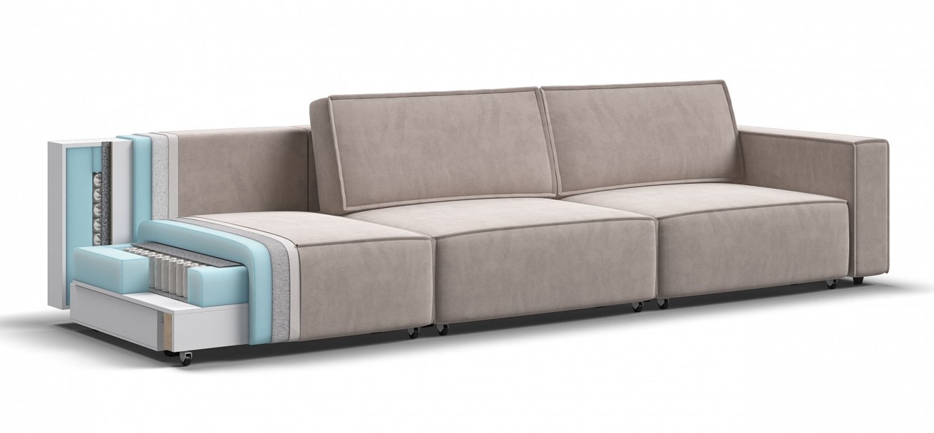 Диван Босс Софт Модуль Макс велюр Монолит латте