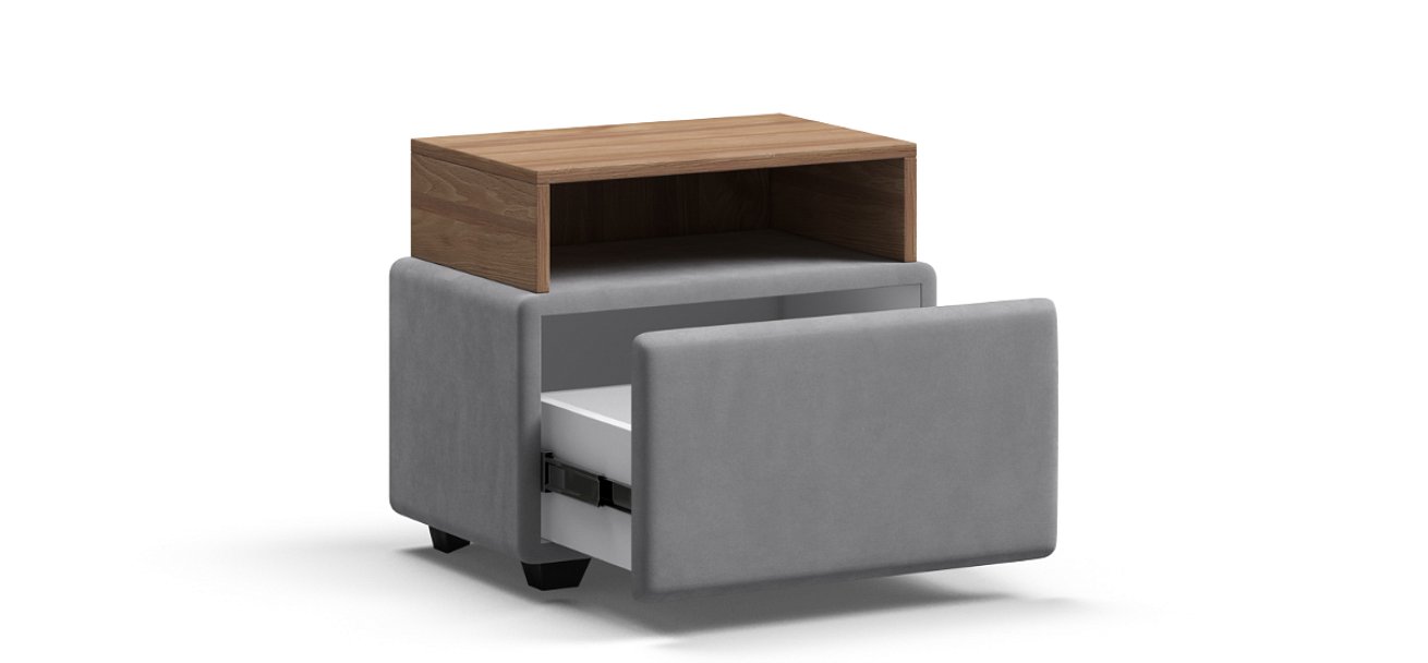 Тумба Босс велюр Монолит сталь, Орех селект