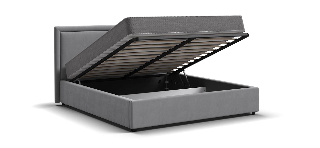 Фрея Кровать+ПМ 160*200 велюр Монолит сталь