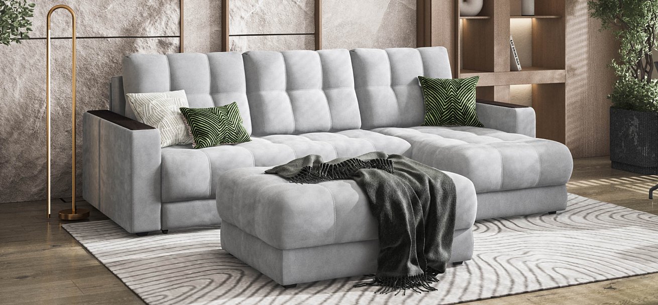 Босс пуф велюр Монолит сталь