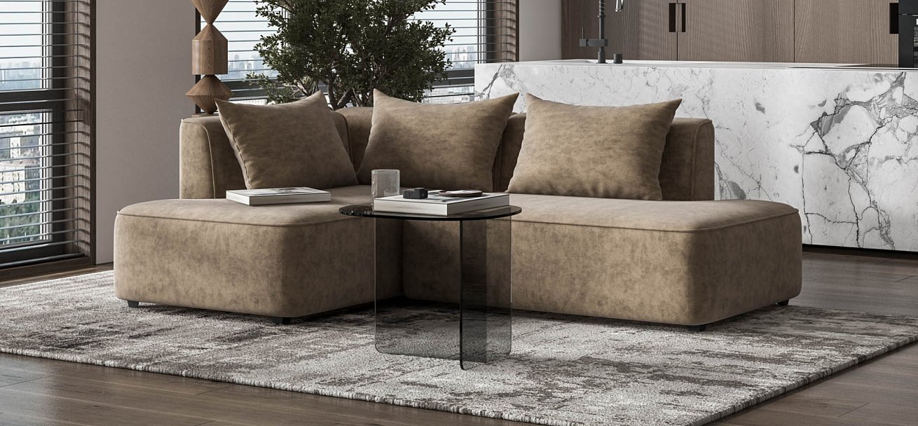 Угловой диван левый Кинг Твин велюр Роял тауп