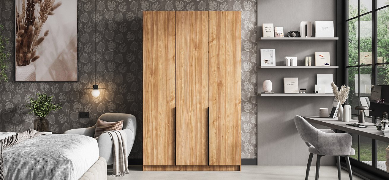 Рим 135 шкаф распашной 3Д+ящики 01 Орех Селект