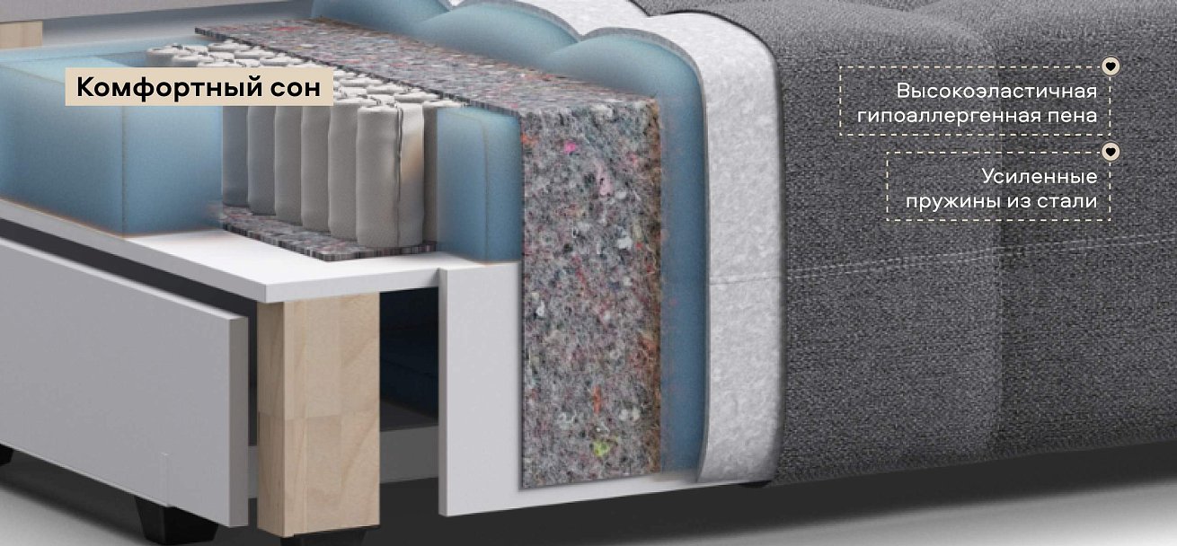 Диван Денди Мини Рогожка Мальмо серый