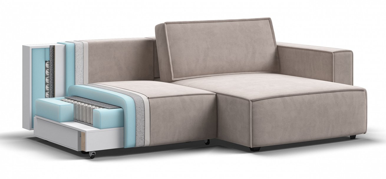 Угловой диван Босс Софт Модуль велюр Монолит латте