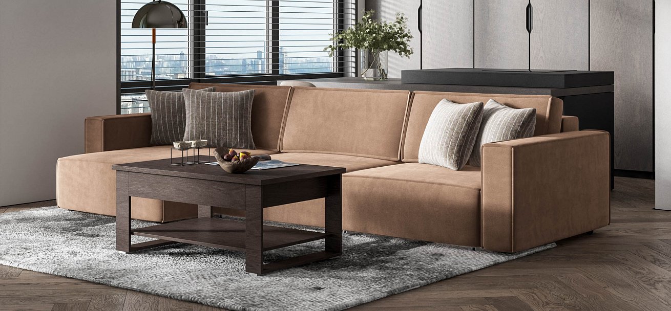 Угловой диван Босс Софт Модуль Макс велюр Монолит мокко