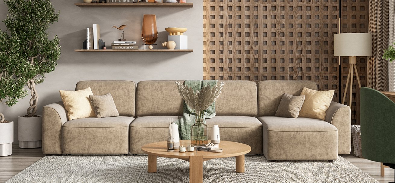 Угловой диван Кинг Модуль Макс велюр Роял тауп