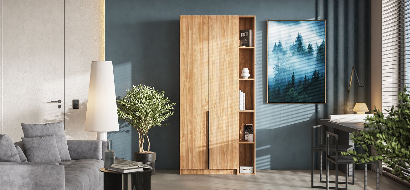 Рим 80 шкаф распашной 2Д + ящики 01 Орех Селект