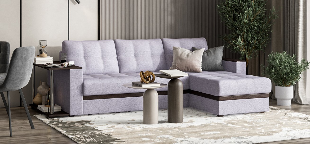 Угловой диван Атланта Люкс Рогожка Мальмо платина