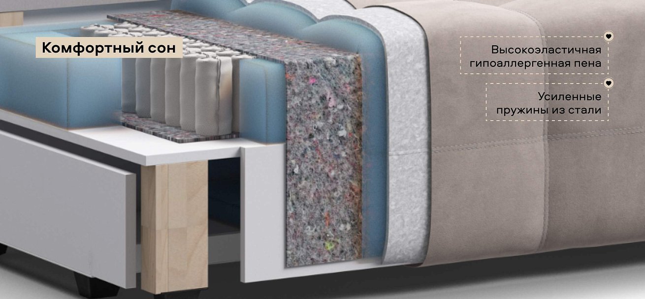 Диван Денди велюр Монолит латте