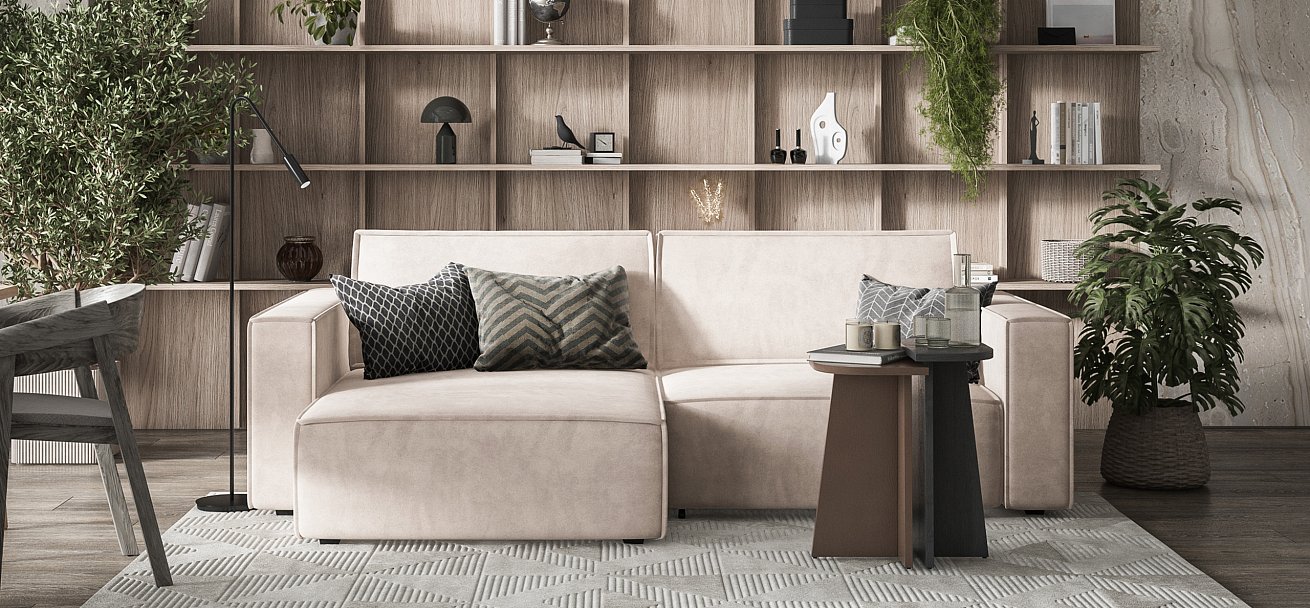 Угловой диван Босс Софт Модуль велюр Монолит латте