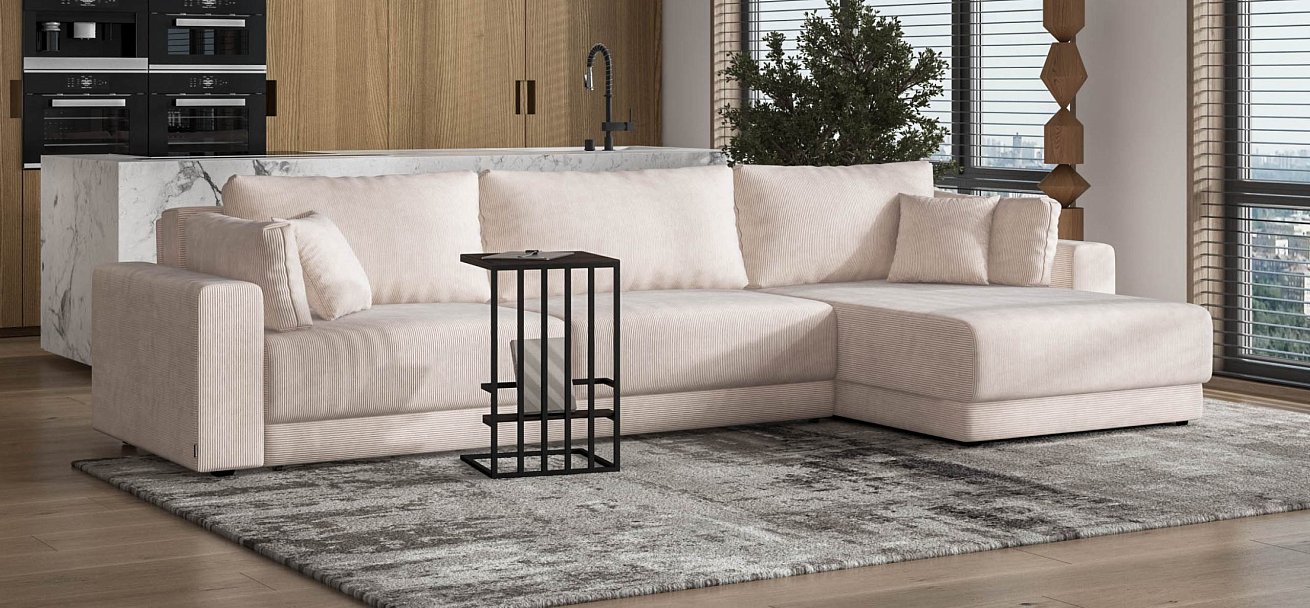 Угловой диван Босс Прайм Макс Вельвет Корд бежевый