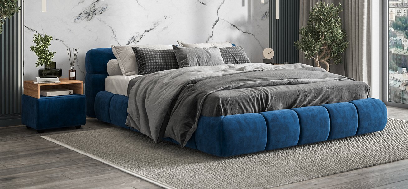 Тумба Босс велюр Монолит синий, Орех селект