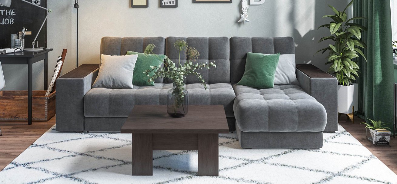 Угловой диван Босс ХЛ велюр Монолит серый