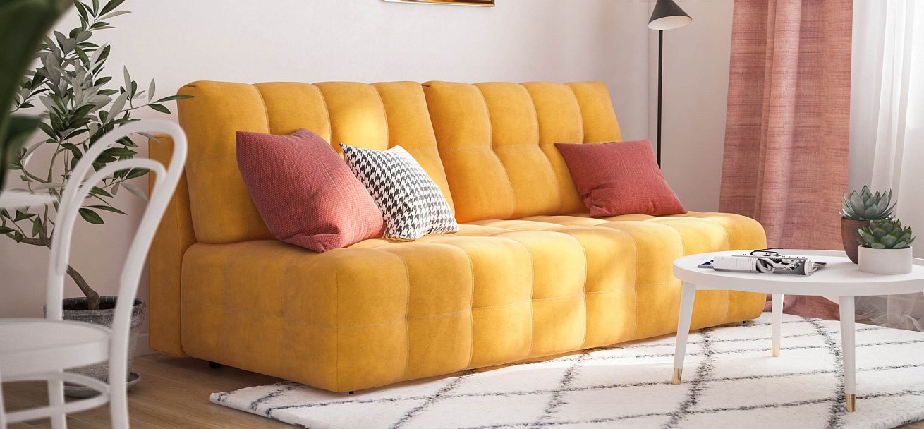 Диван Босс Мини велюр Монолит желтый