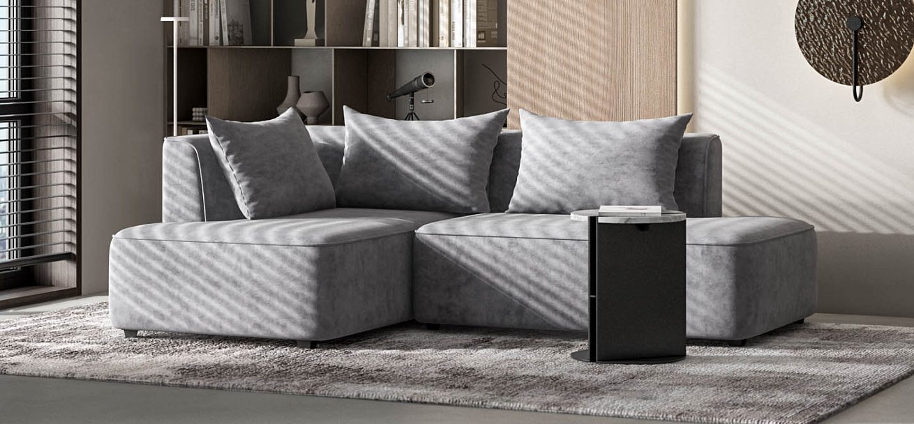 Угловой диван левый Кинг Твин велюр Роял агат