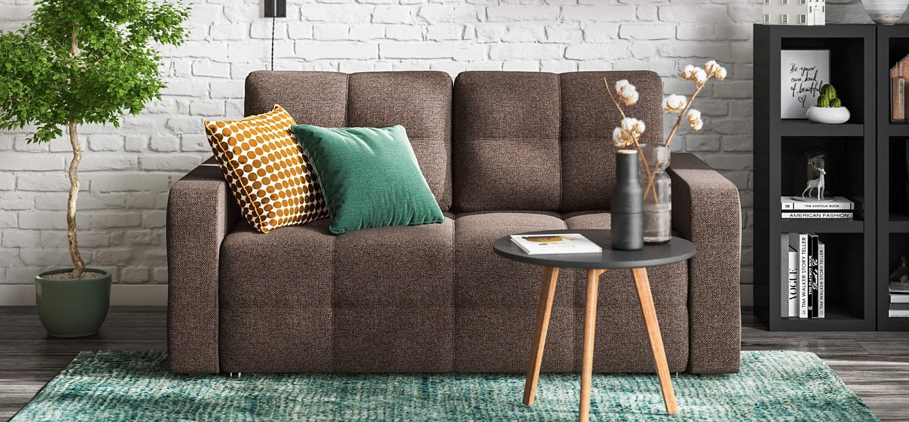 Диван Денди двухместный Рогожка Мальмо шоколад