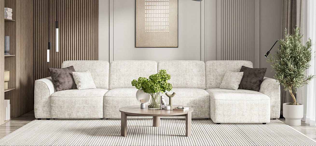 Угловой диван Кинг Модуль Макс Шенилл Смарт кварц