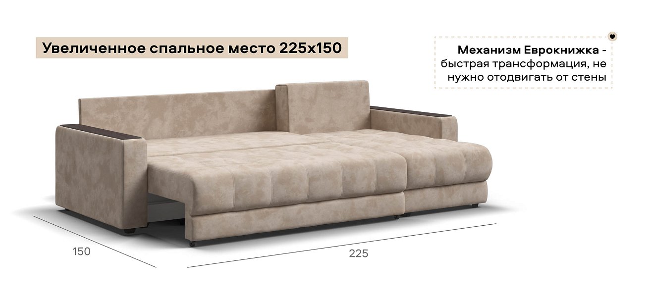 Угловой диван Босс Классик велюр Алькантара пепел