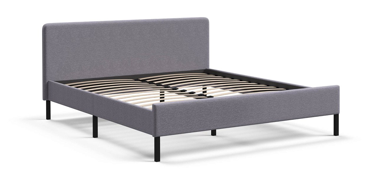 Уна Кровать 160*200Рогожка Мальмо платина, Чёрный