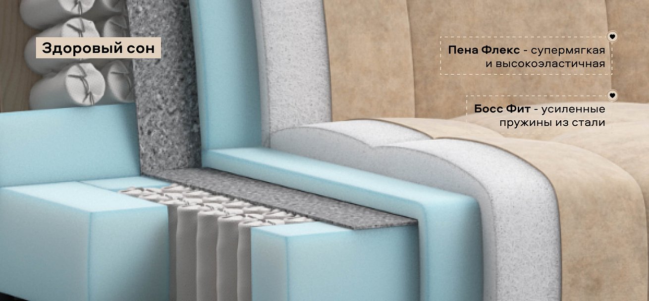 Диван Босс Слип 160 велюр Роял шампань