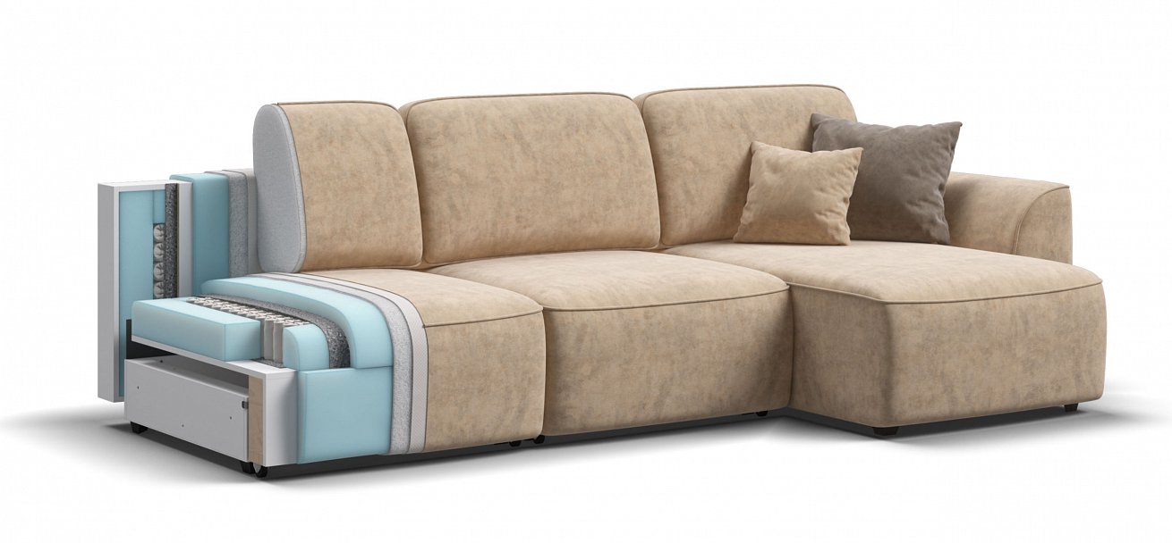 П-образный диван Кинг Модуль велюр Роял шампань