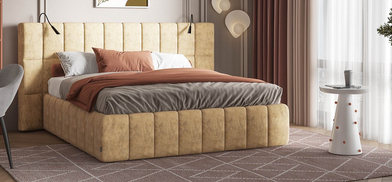 Босс ХО Кровать 180*200 велюр Роял шампань