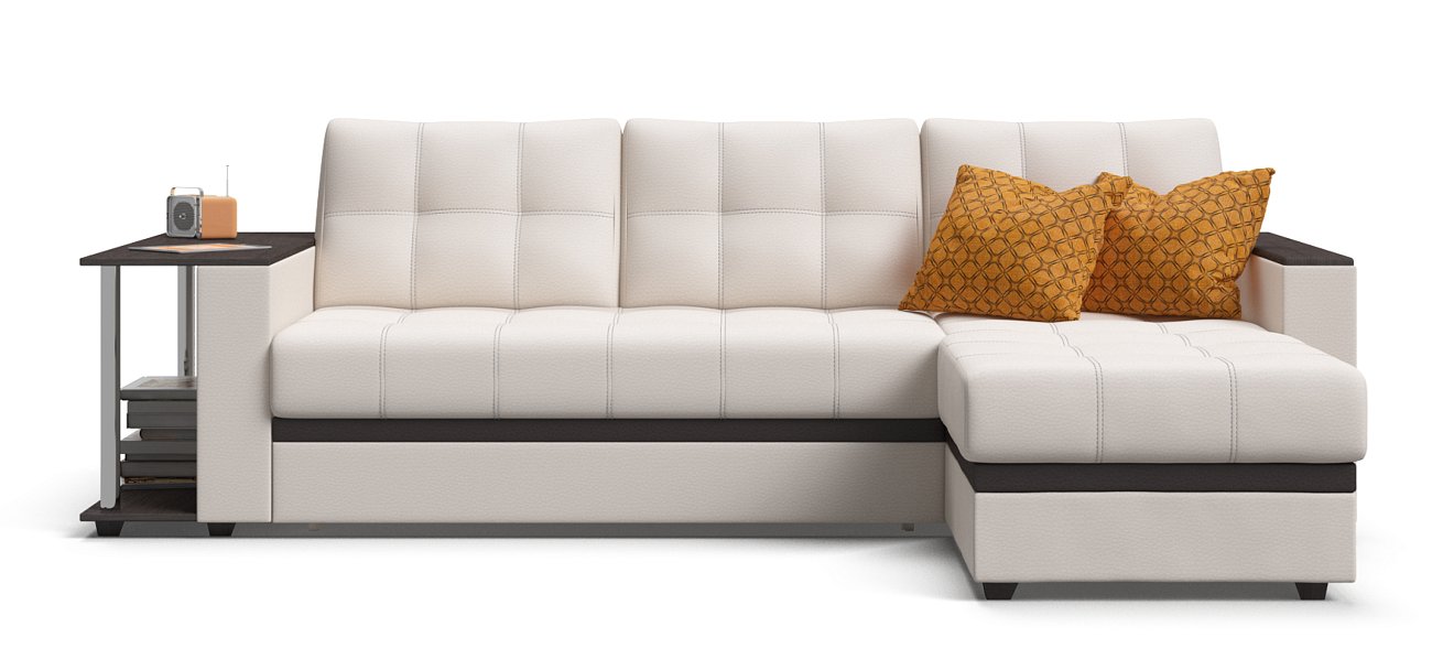 Угловой диван Атланта НПБ экокожа белый