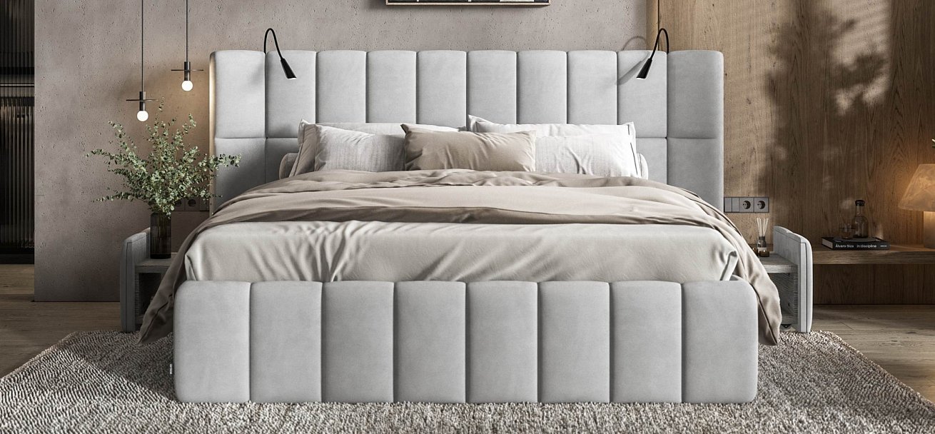 Босс ХО Кровать 180*200 велюр Монолит сталь