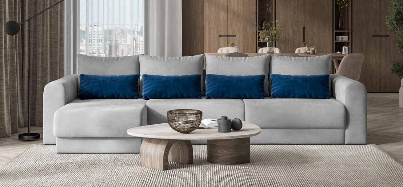 Модульный угловой диван Ричмонд Модуль Макс велюр Монолит сталь