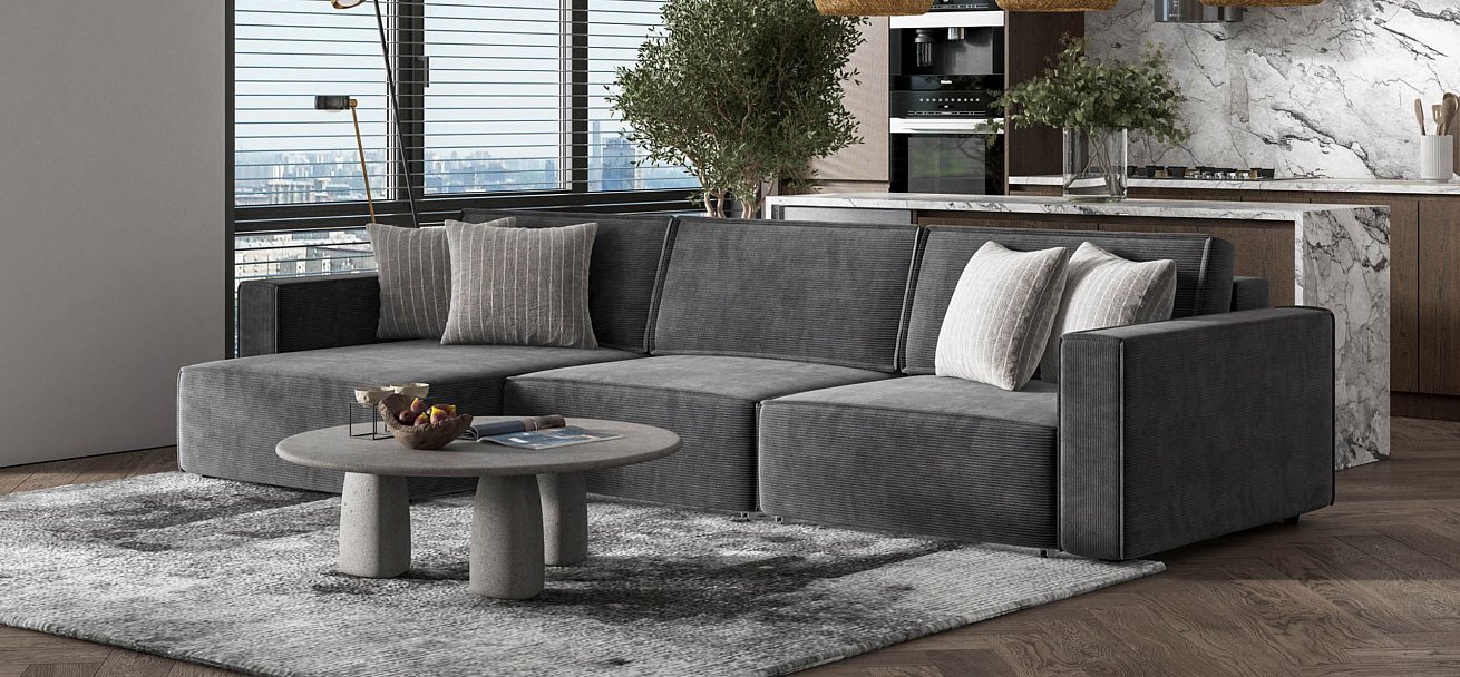 Угловой диван Босс Софт Модуль Макс Вельвет Корд графит